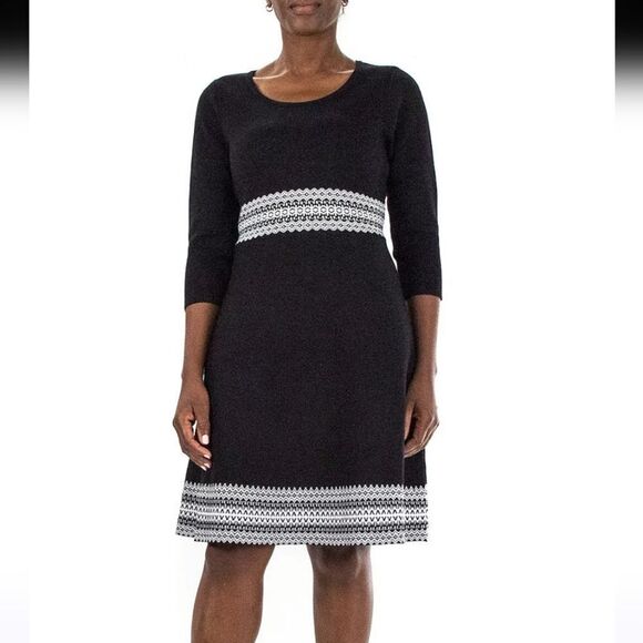Women's Nina Leonard Jacquard Fit & Flare Sweater Dress sz XL - Picture 1 of 13